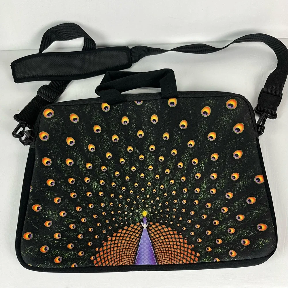 Peacock Laptop Bag with Handles and Shoulder Straps